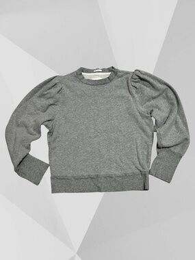 MOTHER JEANS Don't Sweat It Bubble Sleeve Crewneck GRAY Pullover Sweatshirt VGUC
